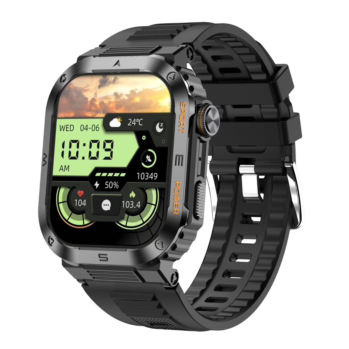 EA317 Rugged Smartwatch with 2.01'' HD Display, IP68 Waterproof, Long Battery