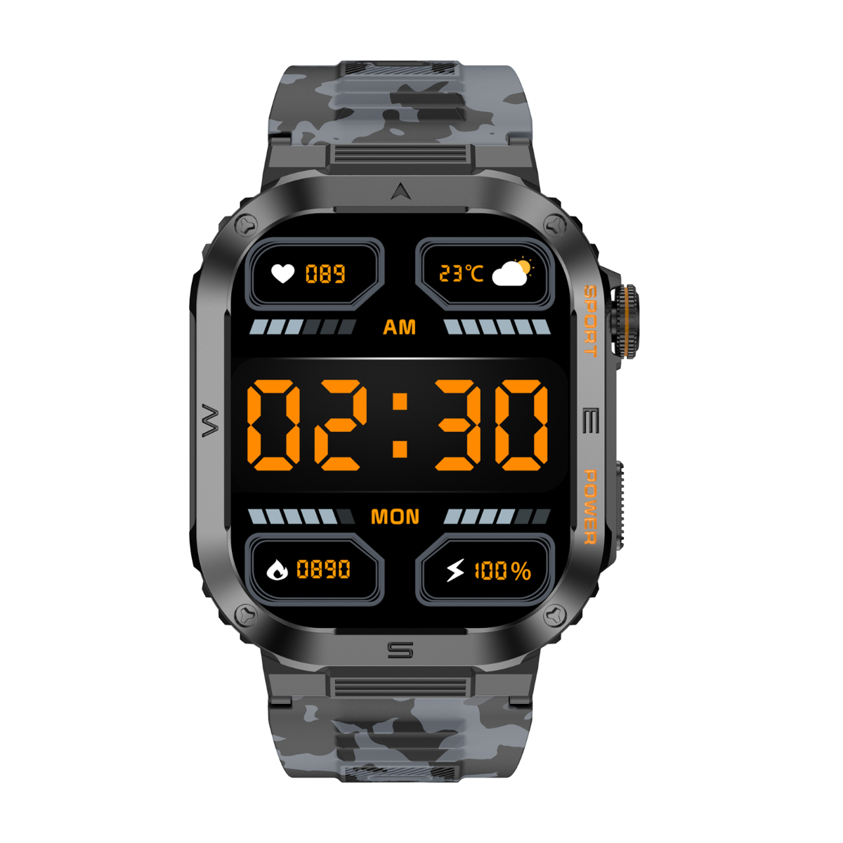 EA317 Rugged Smartwatch with 2.01'' HD Display, IP68 Waterproof, Long Battery